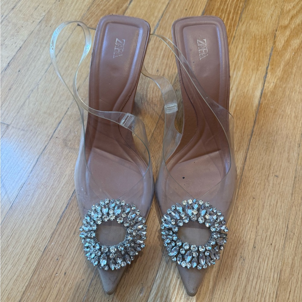 Zara Women's Clear Crystal Embellished Heels